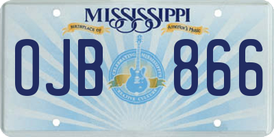 MS license plate OJB866