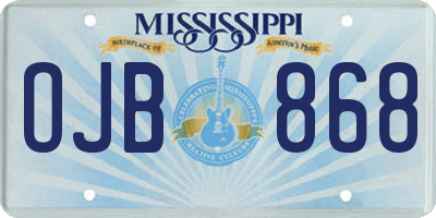 MS license plate OJB868