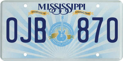 MS license plate OJB870