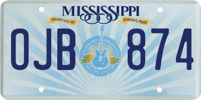 MS license plate OJB874