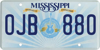 MS license plate OJB880