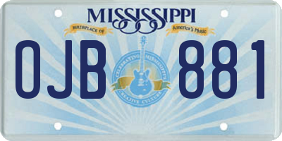 MS license plate OJB881