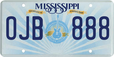 MS license plate OJB888