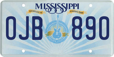 MS license plate OJB890
