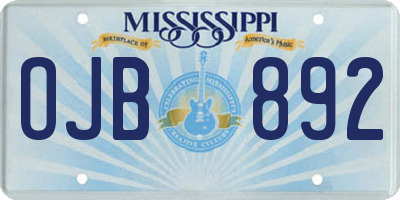 MS license plate OJB892