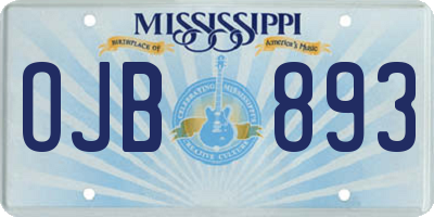 MS license plate OJB893