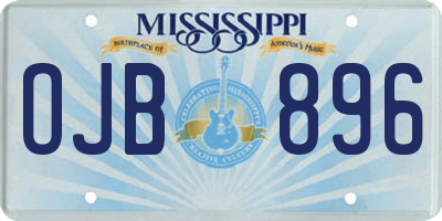 MS license plate OJB896