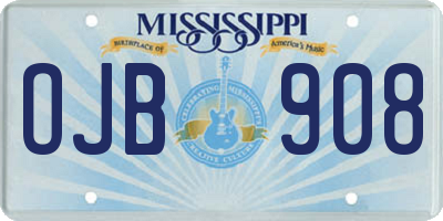 MS license plate OJB908