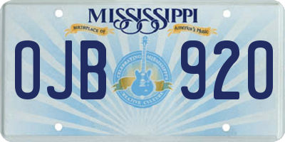 MS license plate OJB920