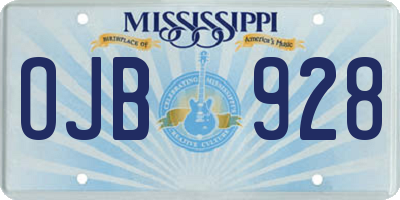 MS license plate OJB928