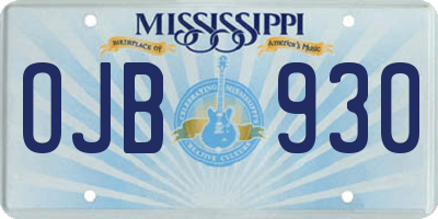 MS license plate OJB930