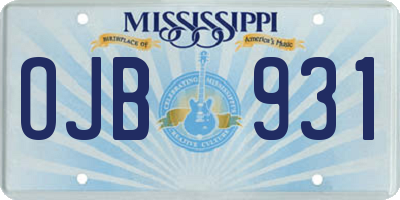 MS license plate OJB931