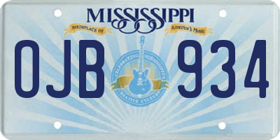 MS license plate OJB934