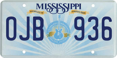 MS license plate OJB936