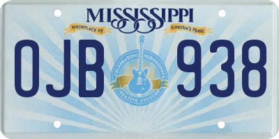 MS license plate OJB938
