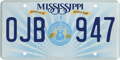 MS license plate OJB947