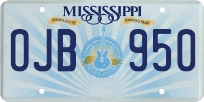 MS license plate OJB950