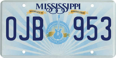 MS license plate OJB953