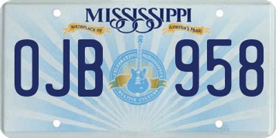 MS license plate OJB958