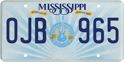 MS license plate OJB965