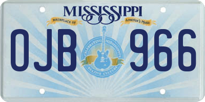 MS license plate OJB966