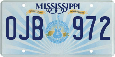 MS license plate OJB972
