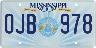 MS license plate OJB978
