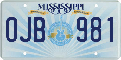 MS license plate OJB981
