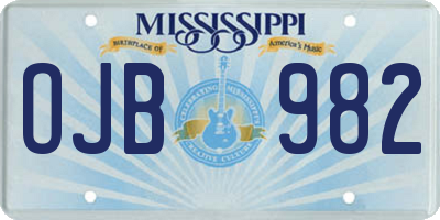 MS license plate OJB982