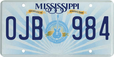 MS license plate OJB984