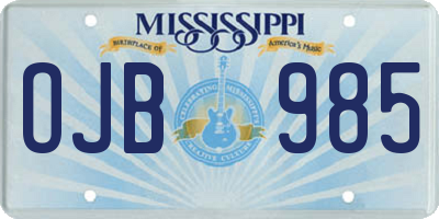 MS license plate OJB985