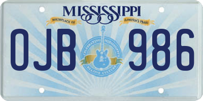 MS license plate OJB986