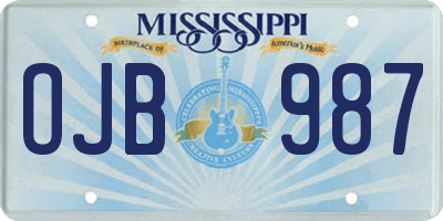 MS license plate OJB987
