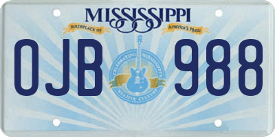 MS license plate OJB988
