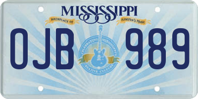 MS license plate OJB989