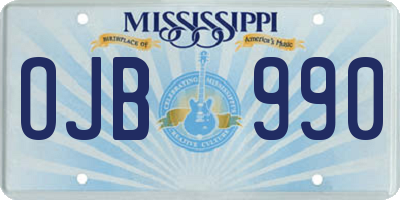 MS license plate OJB990
