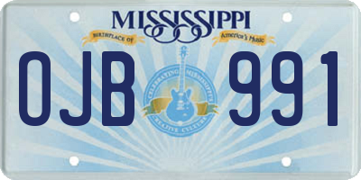 MS license plate OJB991