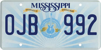 MS license plate OJB992