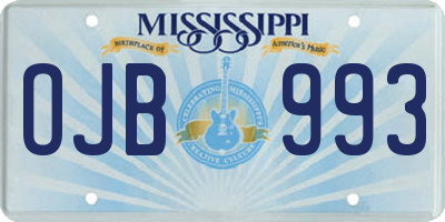 MS license plate OJB993