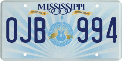MS license plate OJB994