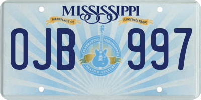MS license plate OJB997