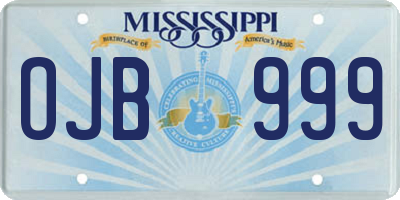 MS license plate OJB999