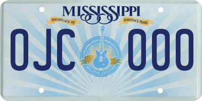 MS license plate OJC000