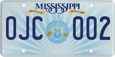 MS license plate OJC002
