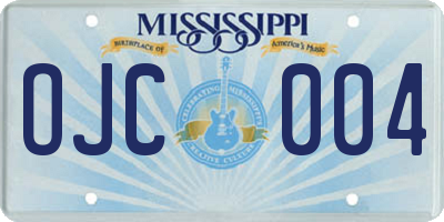 MS license plate OJC004