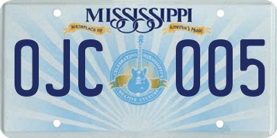 MS license plate OJC005