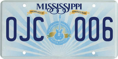 MS license plate OJC006