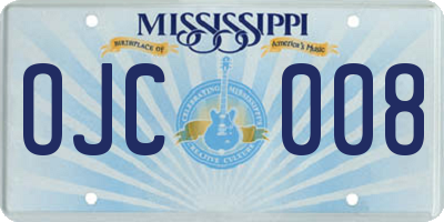 MS license plate OJC008