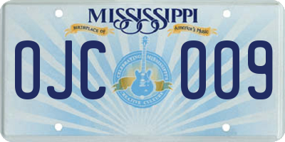 MS license plate OJC009