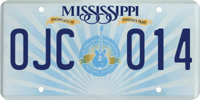 MS license plate OJC014